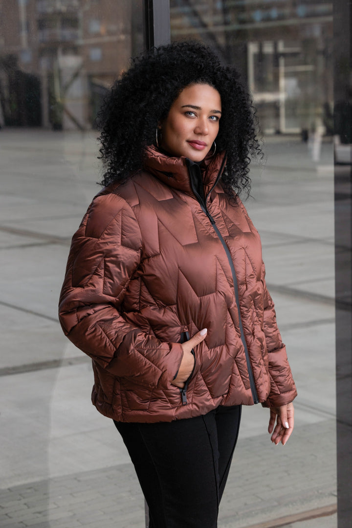 Roest Doorstikte Wintermantel