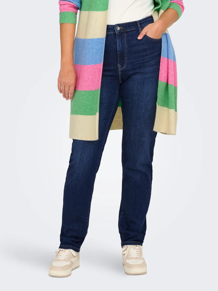 Trendy Slim Fit Jeans In Darkblue Denim