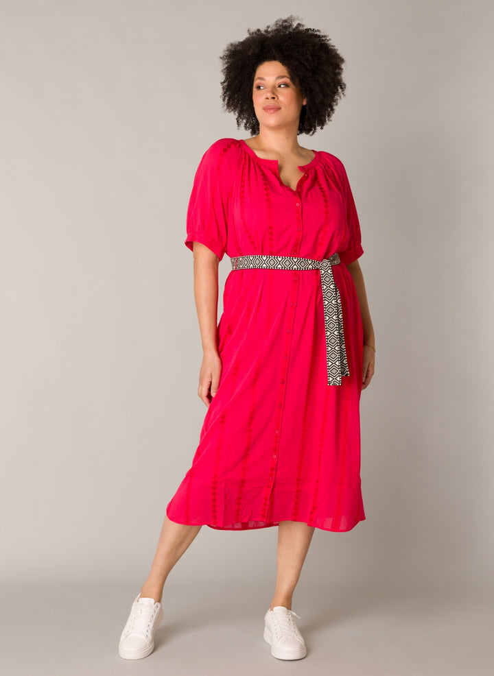 Luchtige Doorknoopjurk Met Ceintuur