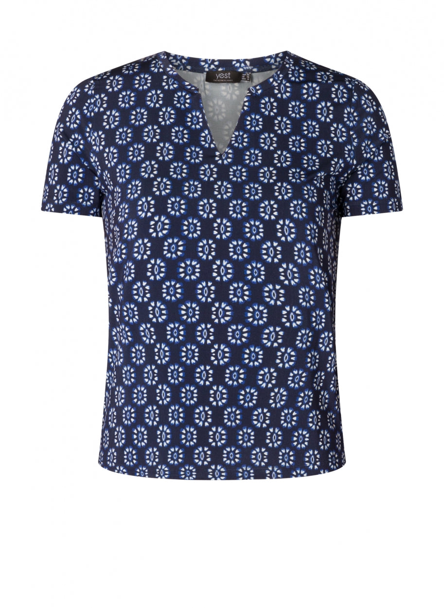 blauw t-shirt met v-hals - yesta - - grote maten - dameskleding - kledingwinkel - herent - leuven
