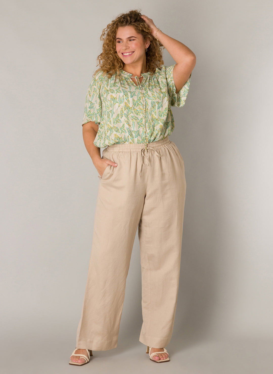 Beige Broek Met Koordsluiting