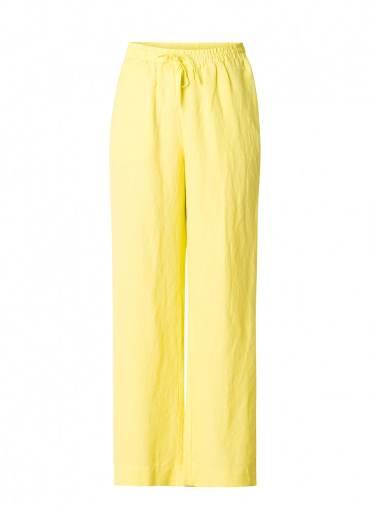 Gele Linnen Broek Met Koordsluiting