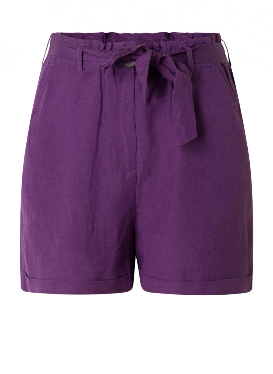 Paarse Short Met Striklint