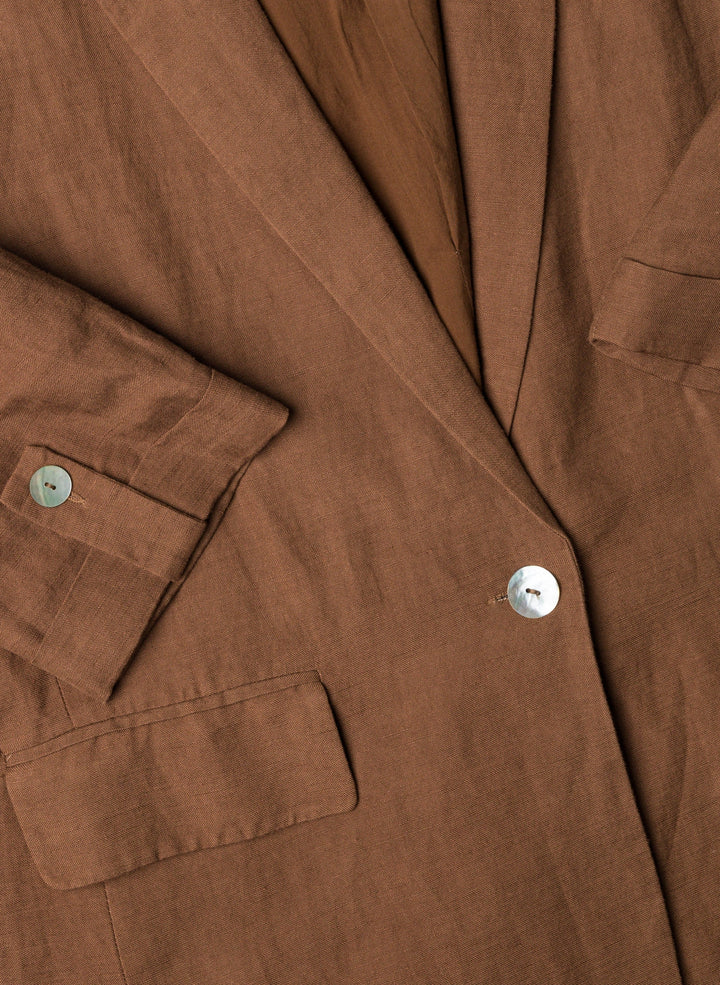 Losvallend Blazer Met Knoop In Bruin