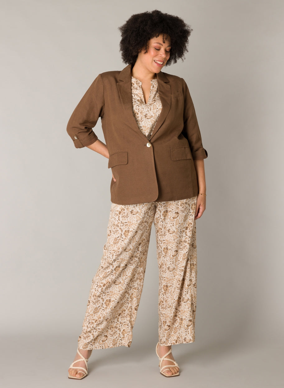 Losvallend Blazer Met Knoop In Bruin