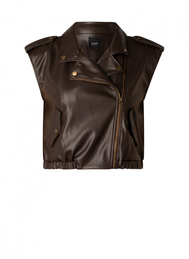 mouwloze vest van faux-leather