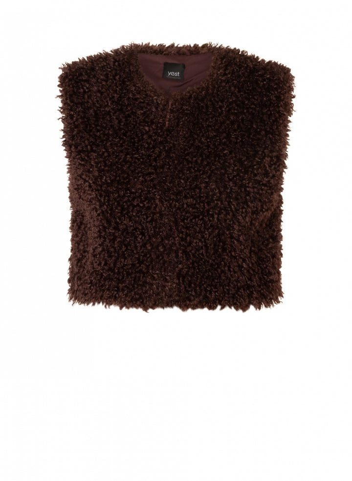 Teddy Gilet In Donkerbordeaux