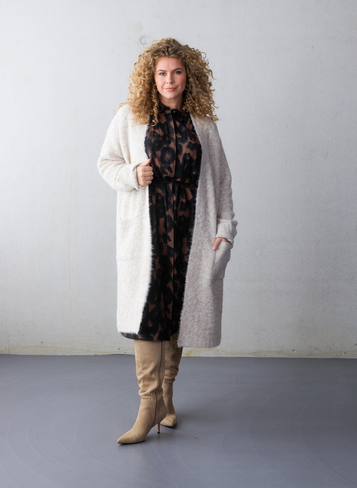 Zachte Gebreide Cardigan In Sand Melange