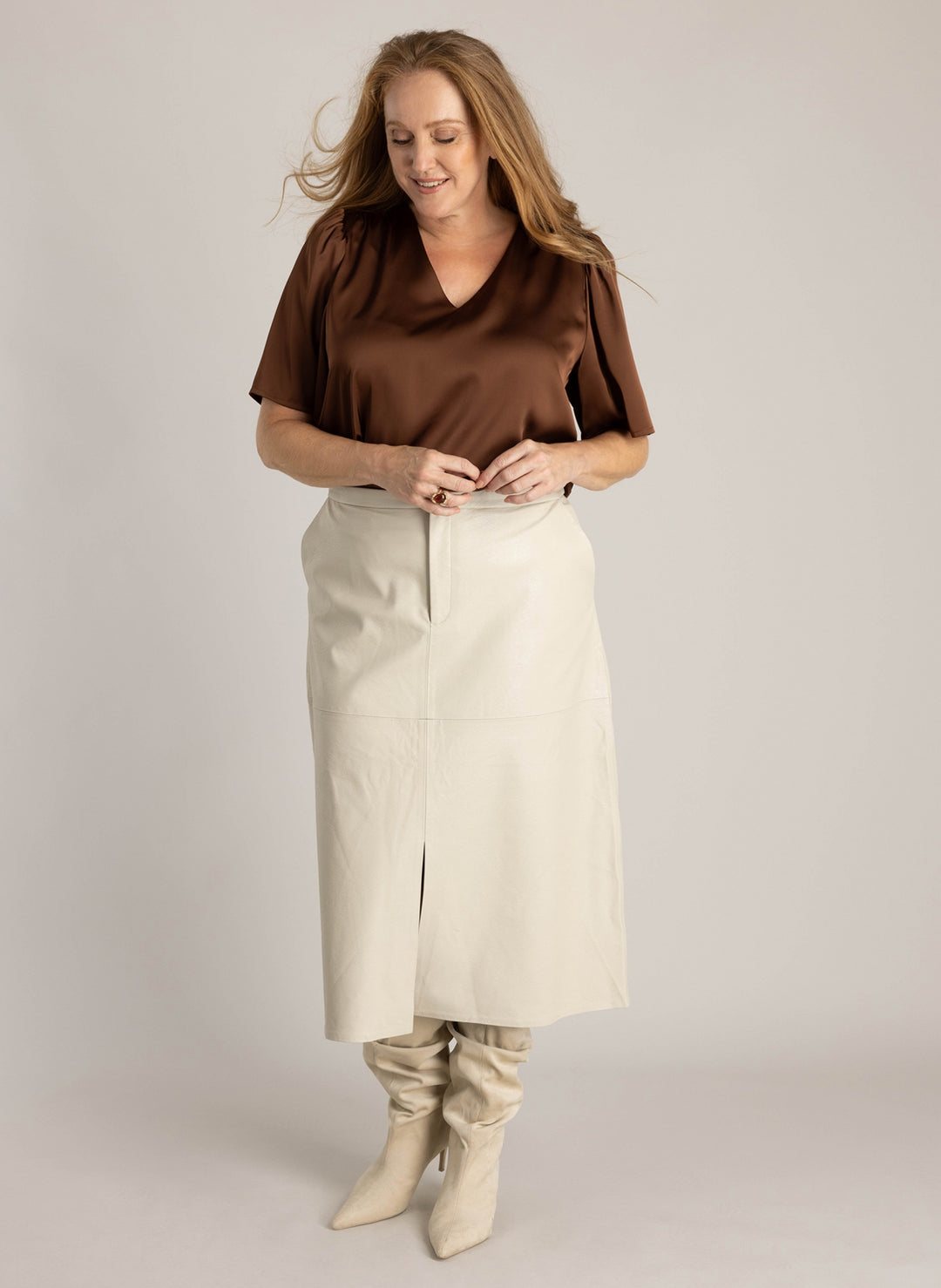 Satijnen blouse in koper