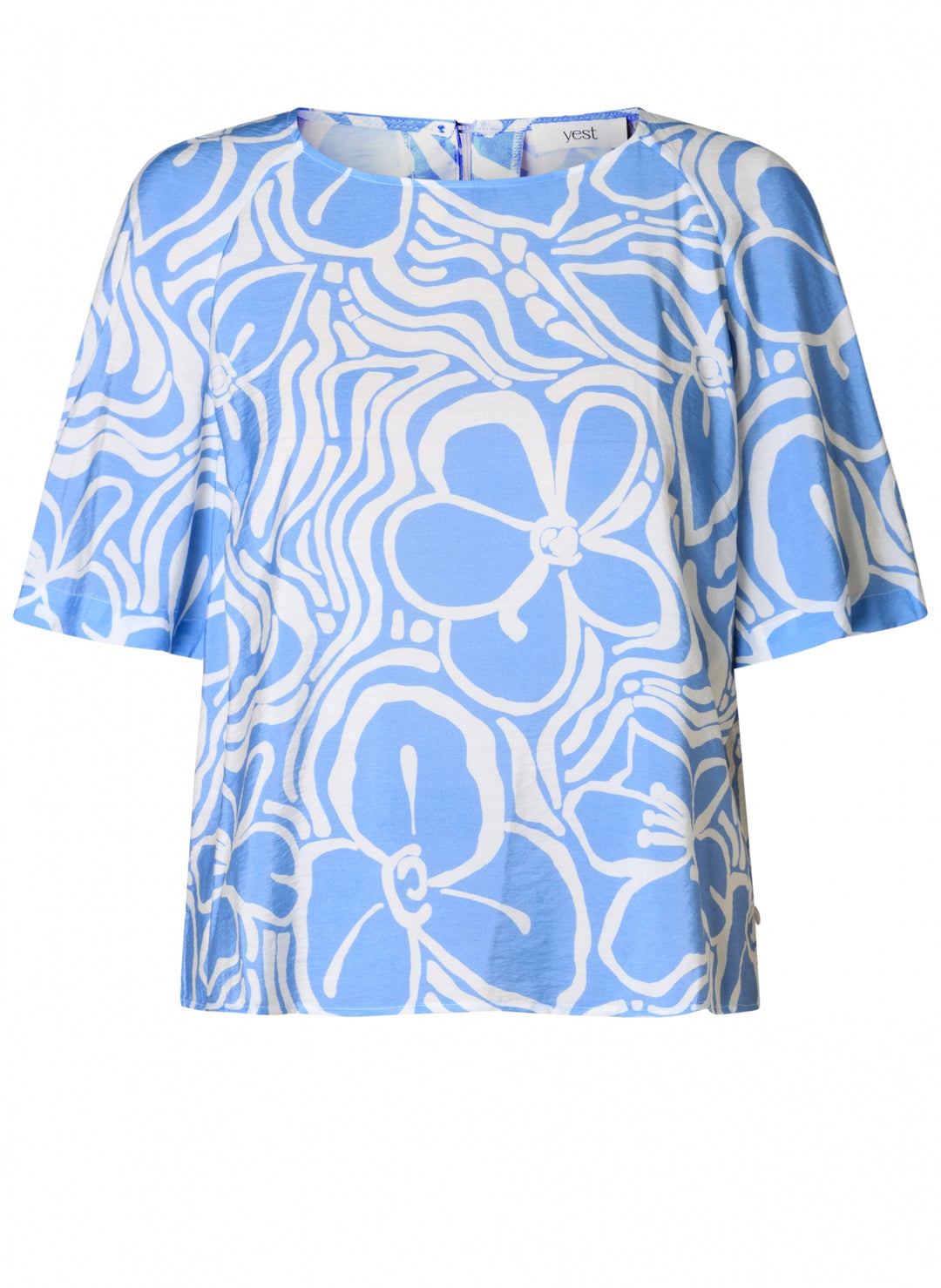 Blauw-witte bloemen top