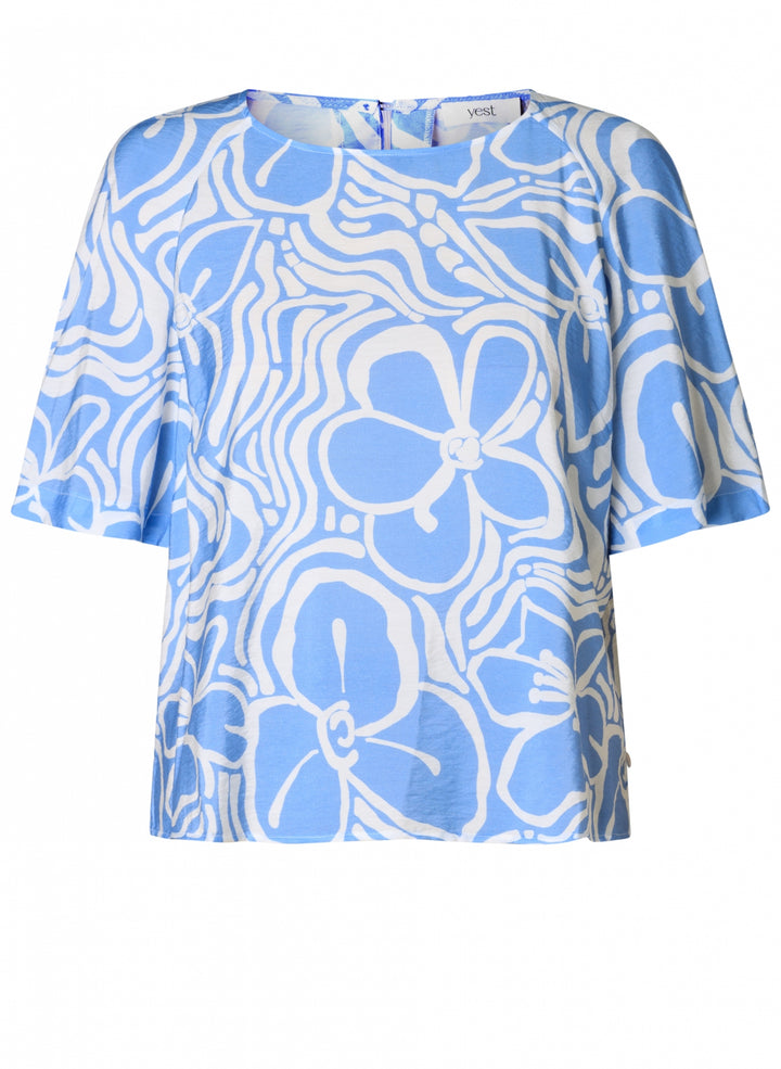 Blauw-witte bloemen top
