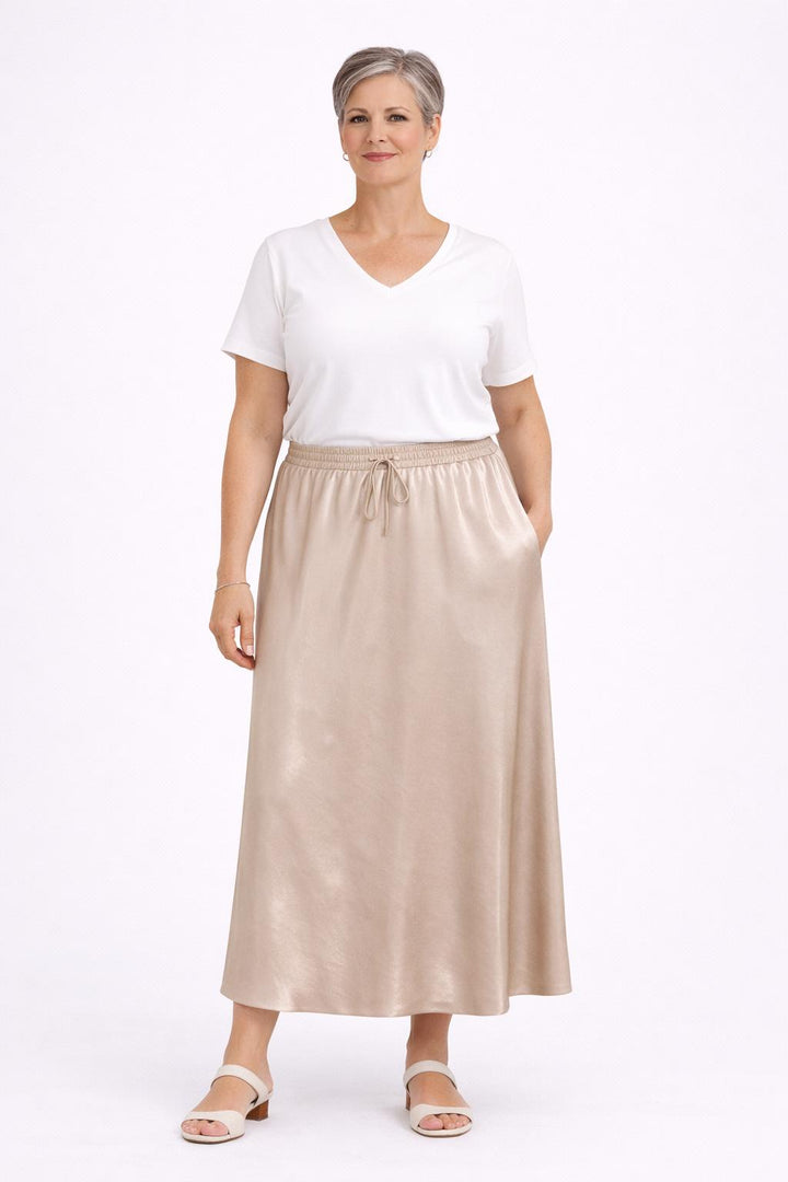 Champagnekleurige maxi rok