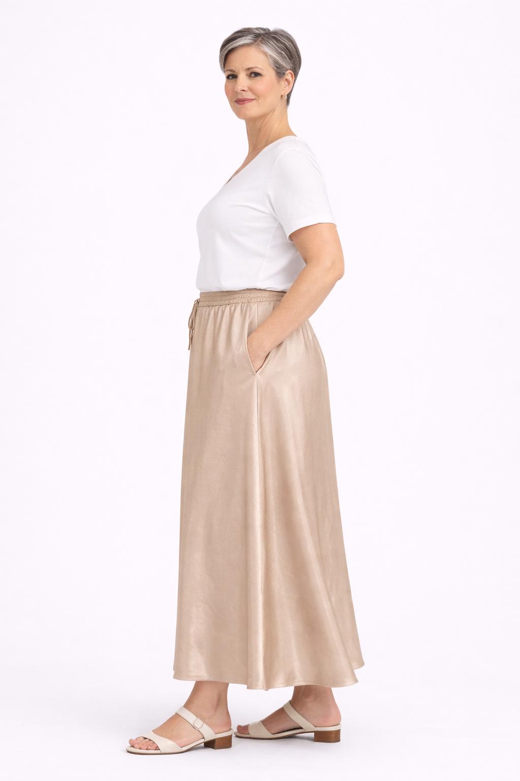 Champagnekleurige maxi rok