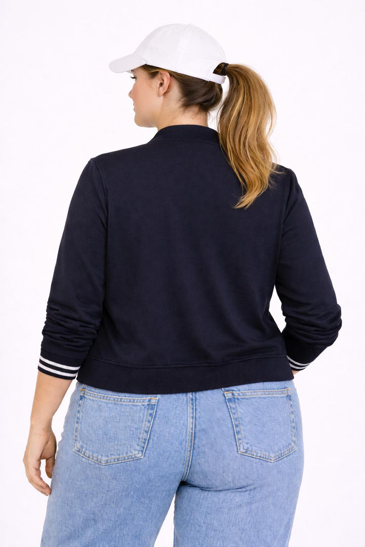 Donkerblauw bombervest met knopen