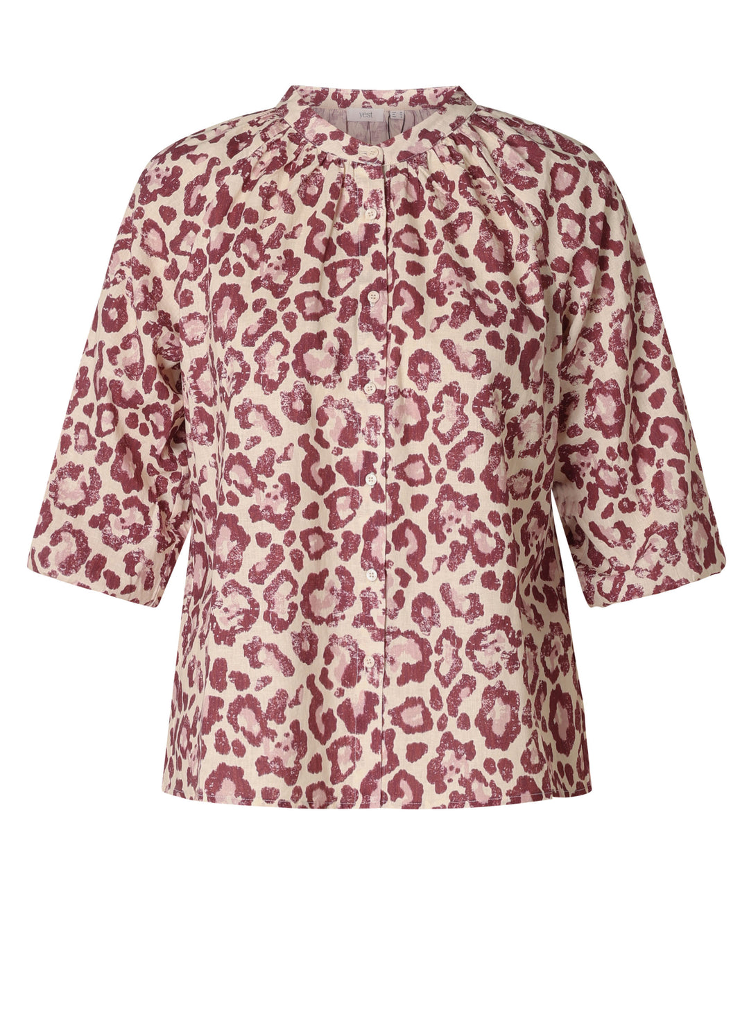 linnen blouse met panterprint