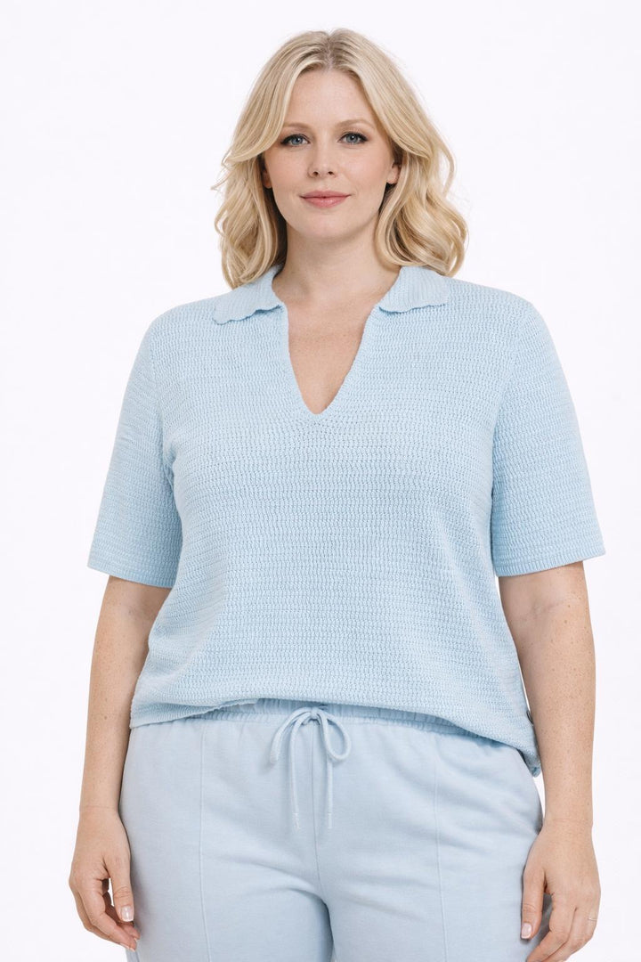 Gebreide Lichtblauwe Polotop