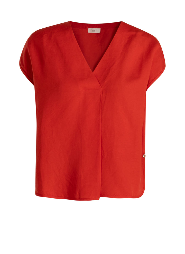 Rode Linnen V-Hals Top