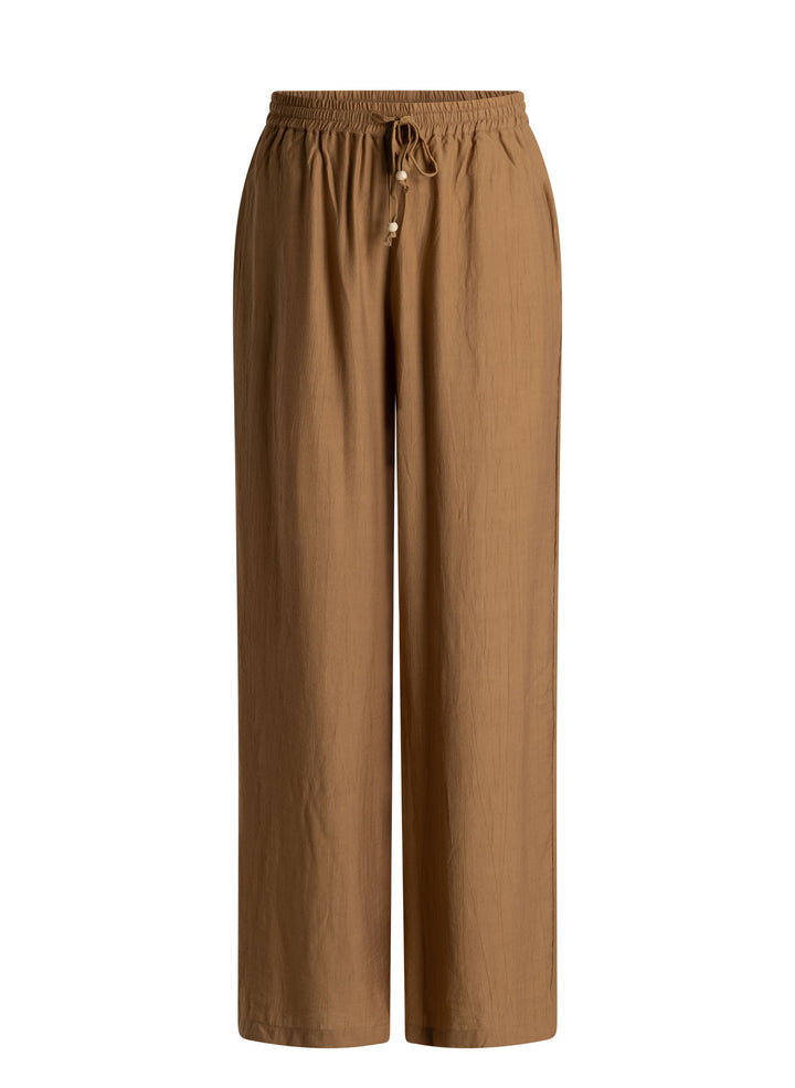 Luchtige Wijde Broek in Camel