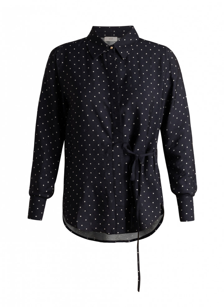 Donkerblauwe Polkadots Blouse