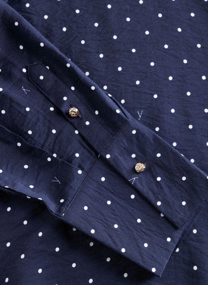 Donkerblauwe Polkadots Blouse