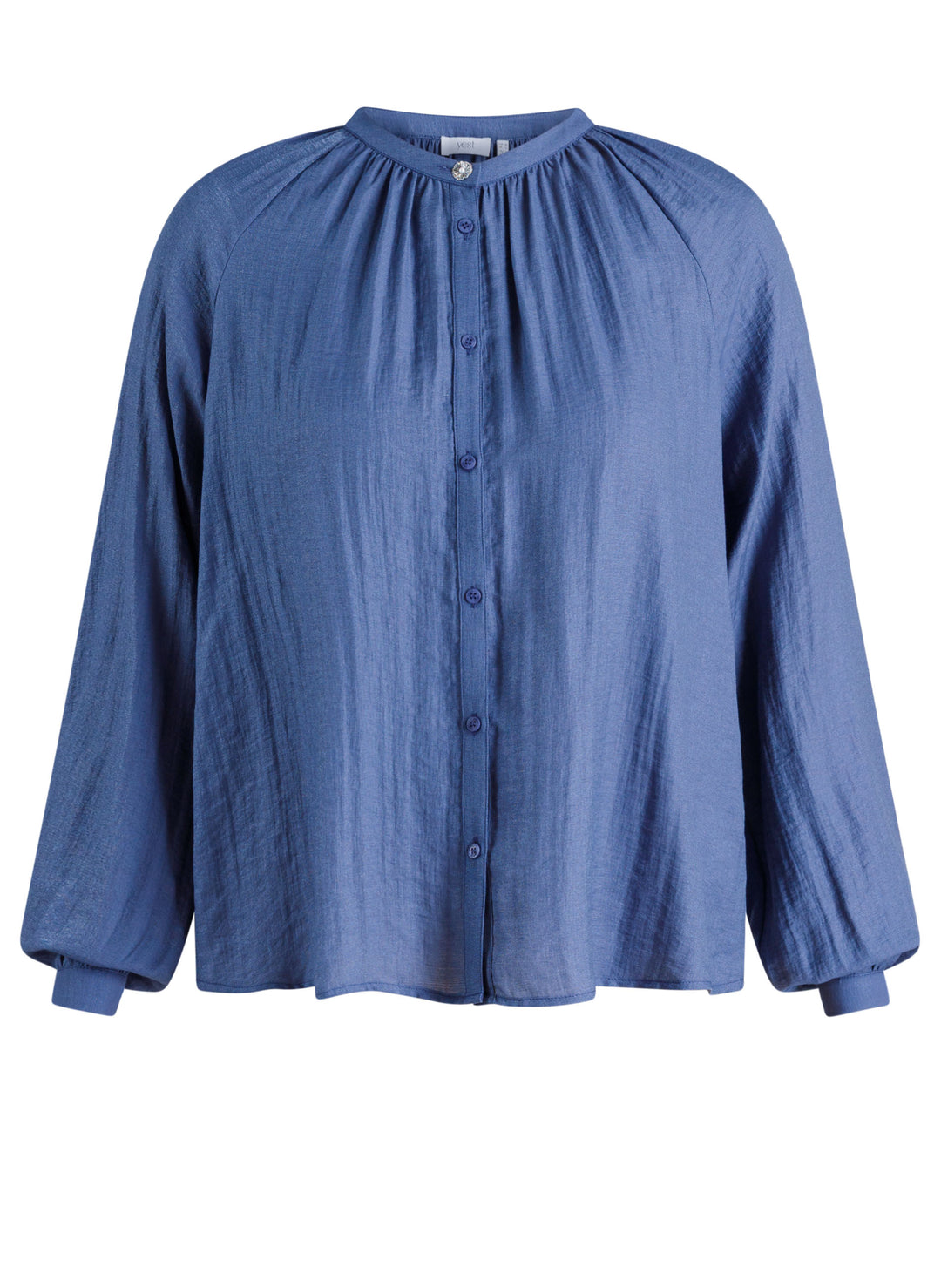 Faded Blue Soepelvallende Satijnen Blouse