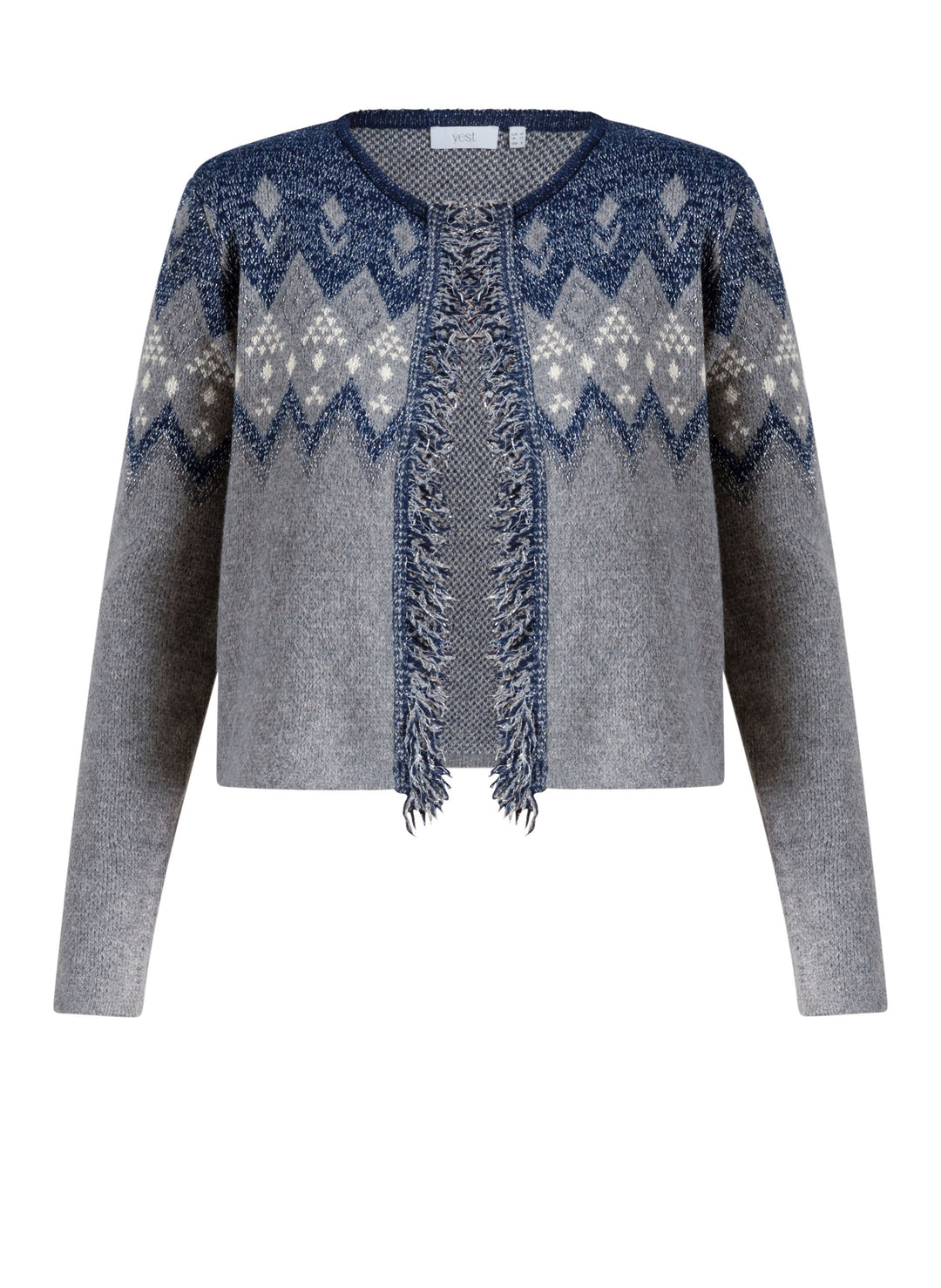 Donkerblauwe Gebreide Cardigan met Franjes