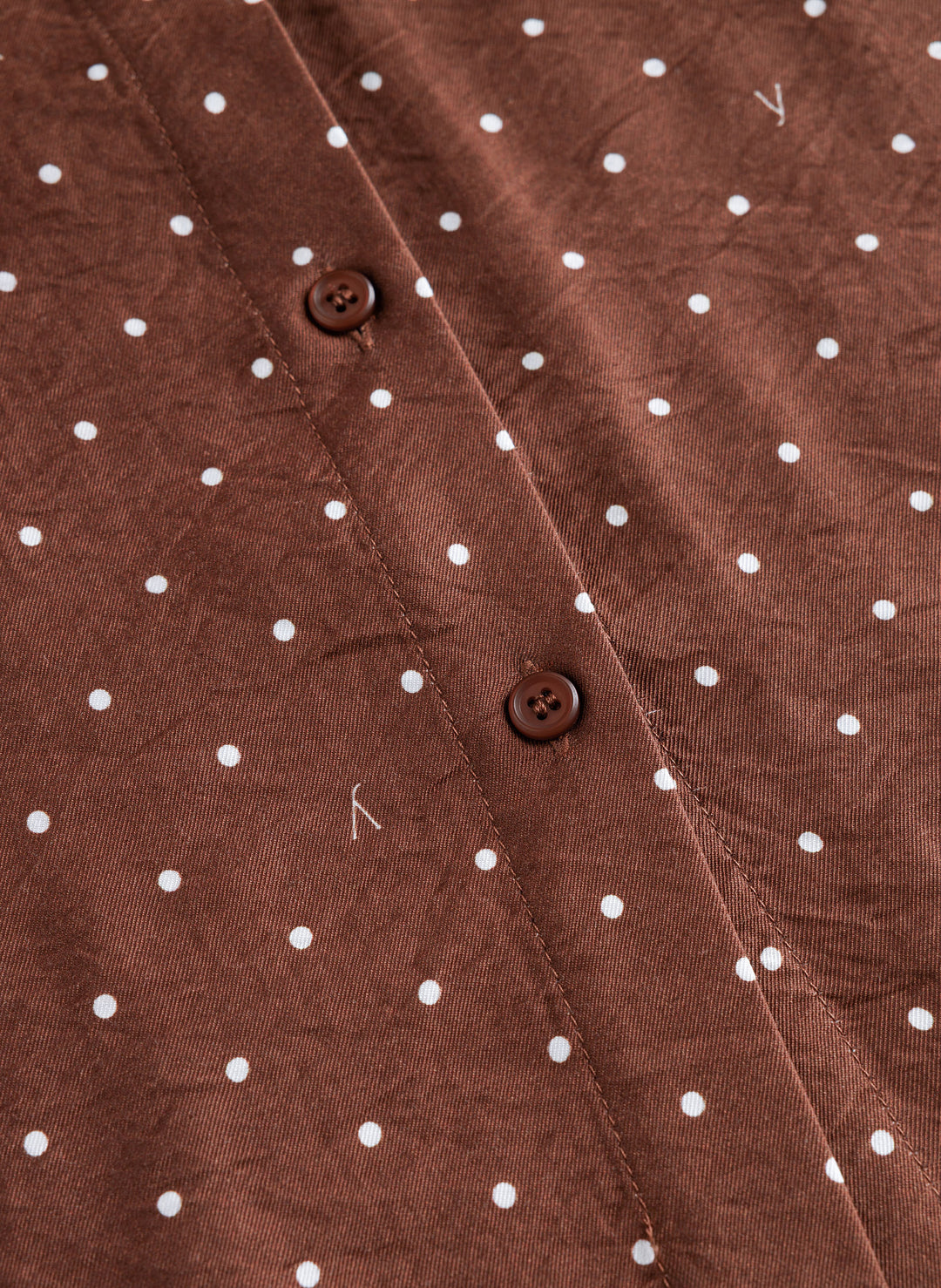 Bruine Polkadot Midi Jurk