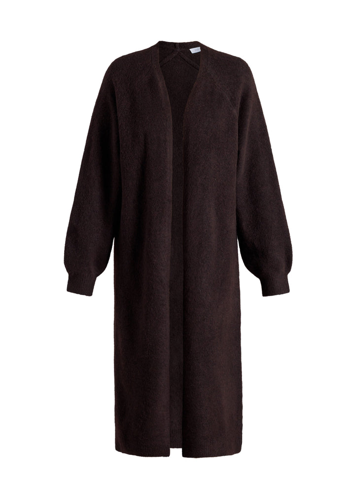 Bruine Lange Gebreide Cardigan
