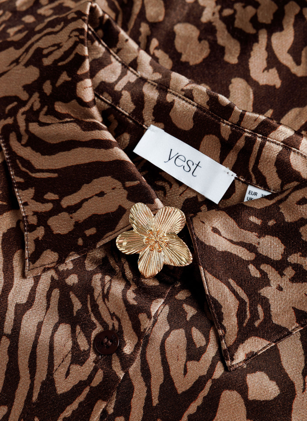 Bruine Blouse met Abstracte Print
