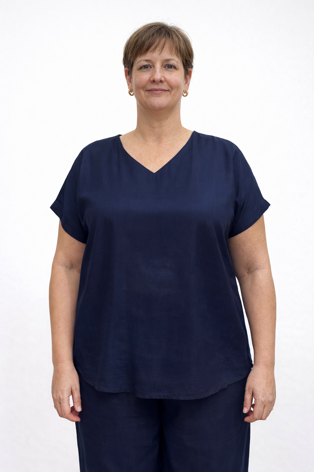 V-Hals Blouse Met Korte Mouw