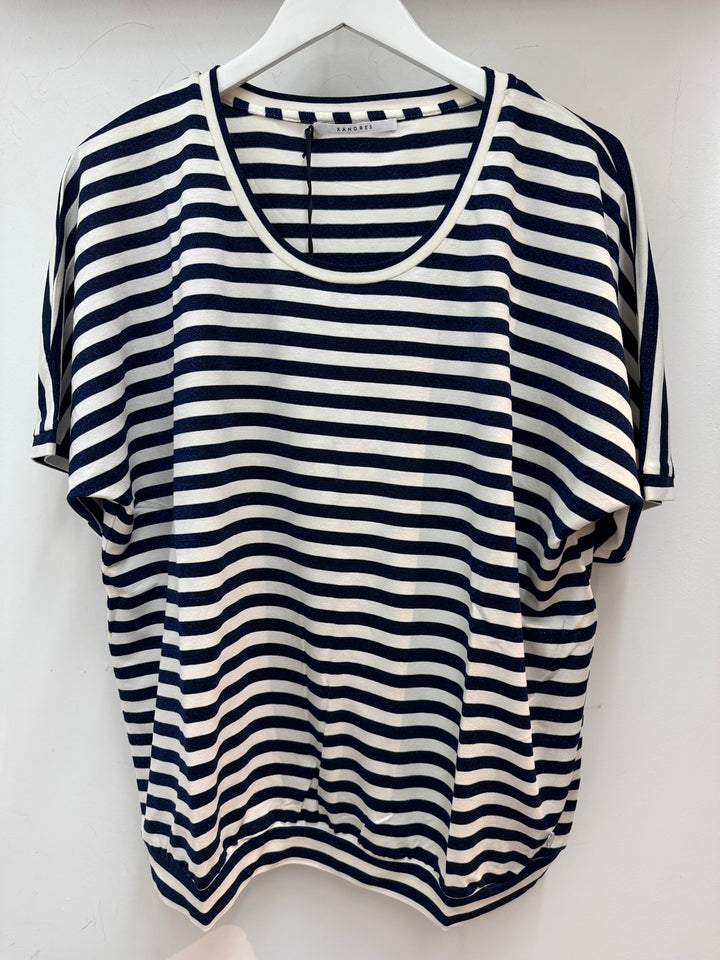 Gestreepte T-shirt Met Glansdraad In Navy