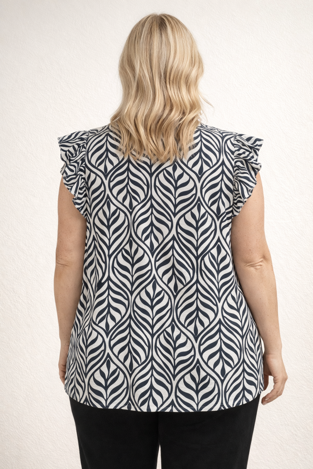 Blauwe Bladprint Top