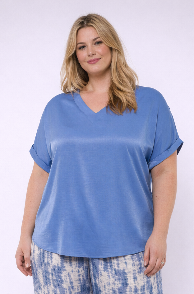 Blauwe V-Hals Top