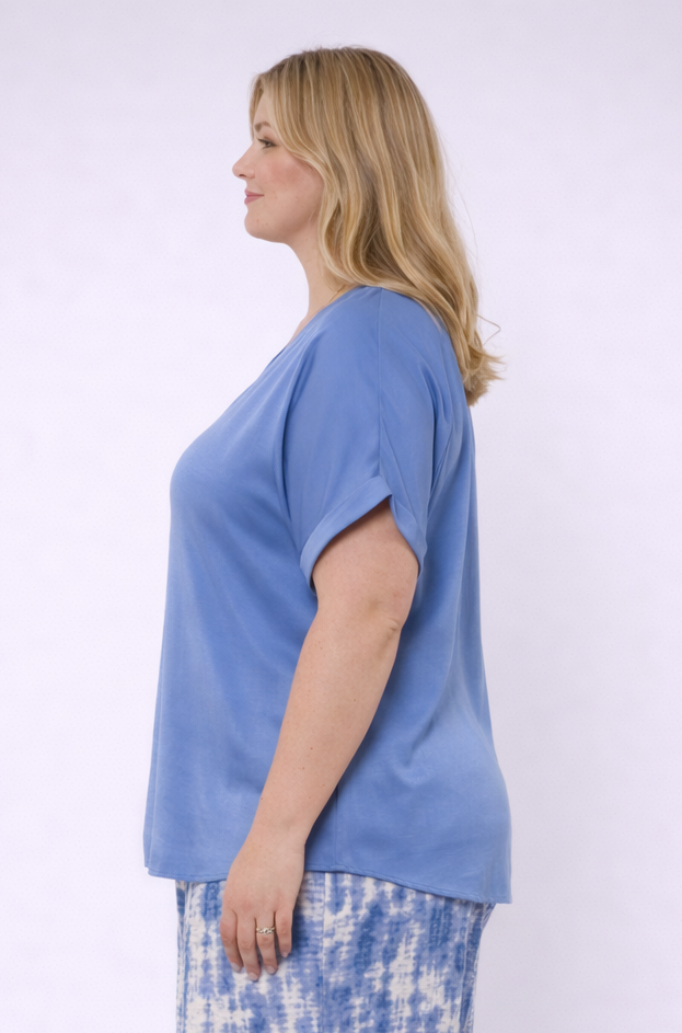 Blauwe V-Hals Top
