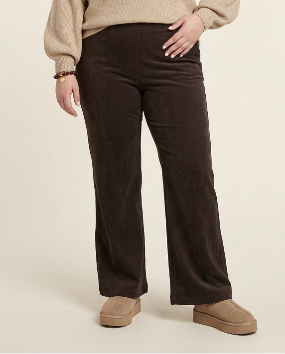 Bruine Rib Flared Broek