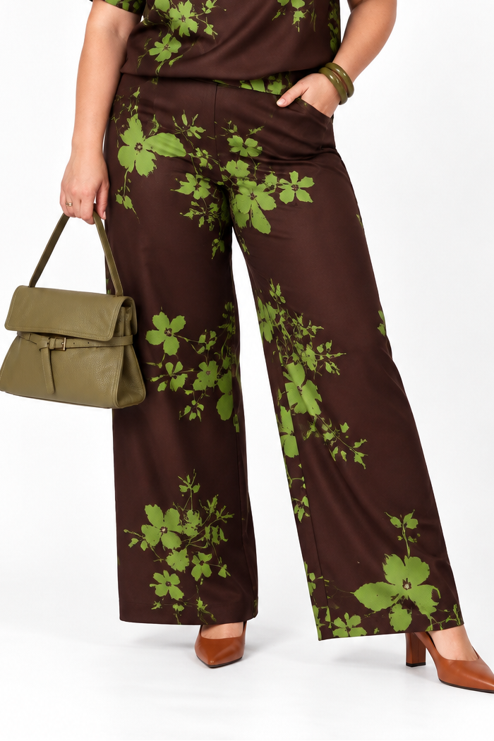 Bruine Broek met Florale Print