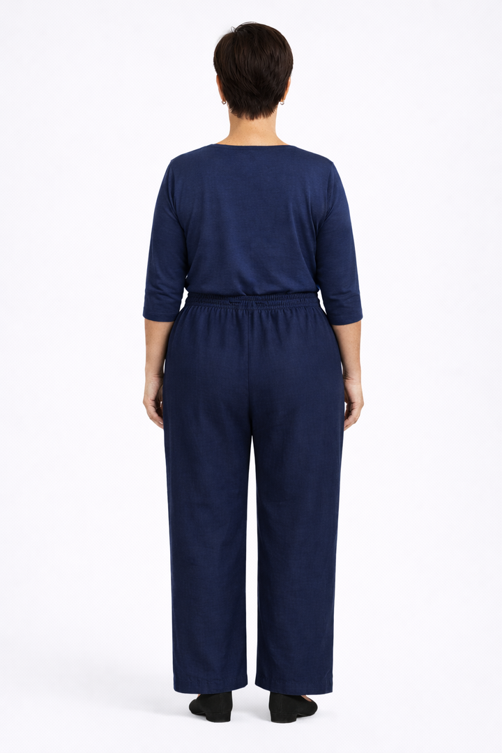 Donkerblauwe Broek in Linnenmix – Comfort & Klasse in Grote Maten