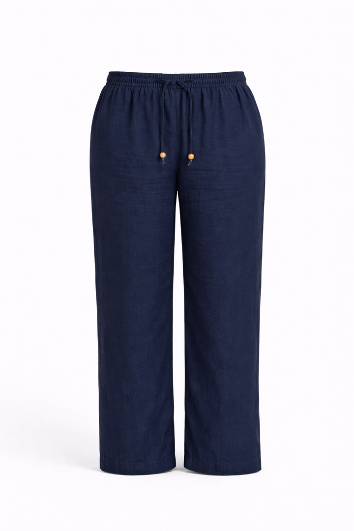 Donkerblauwe Broek in Linnenmix – Comfort & Klasse in Grote Maten