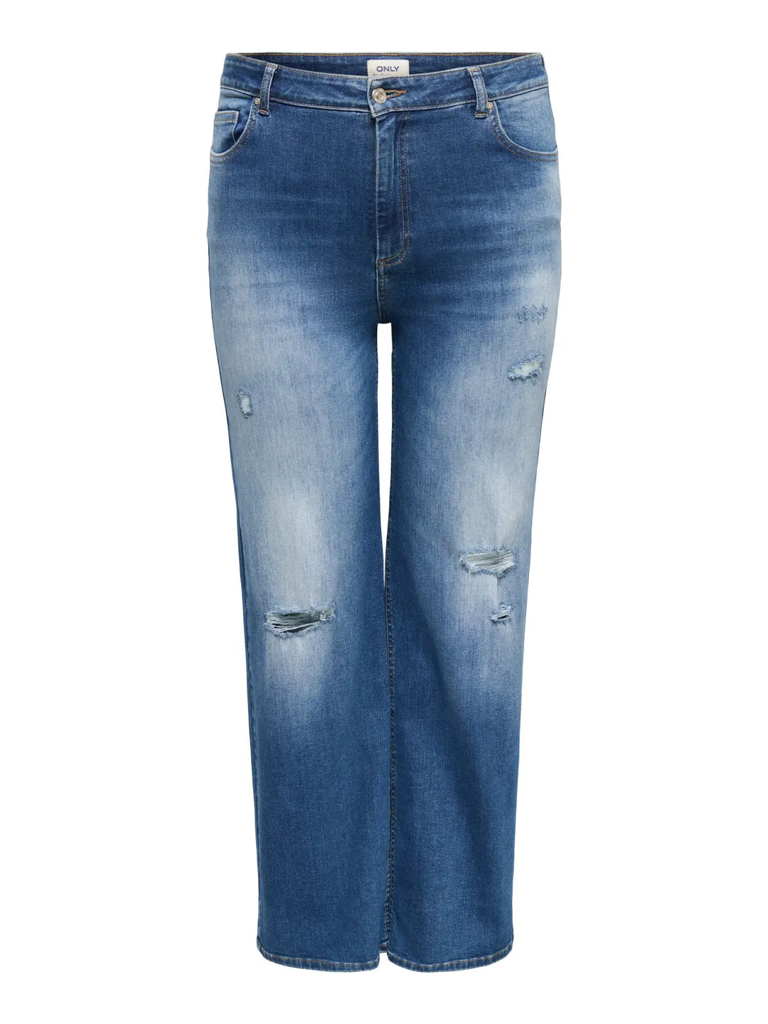 Blauwe Wide Fit Jeans Met Destroyed Details