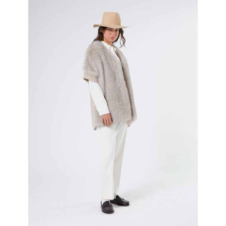 Gebreide Cardigan Met Faux Fur Voorkant