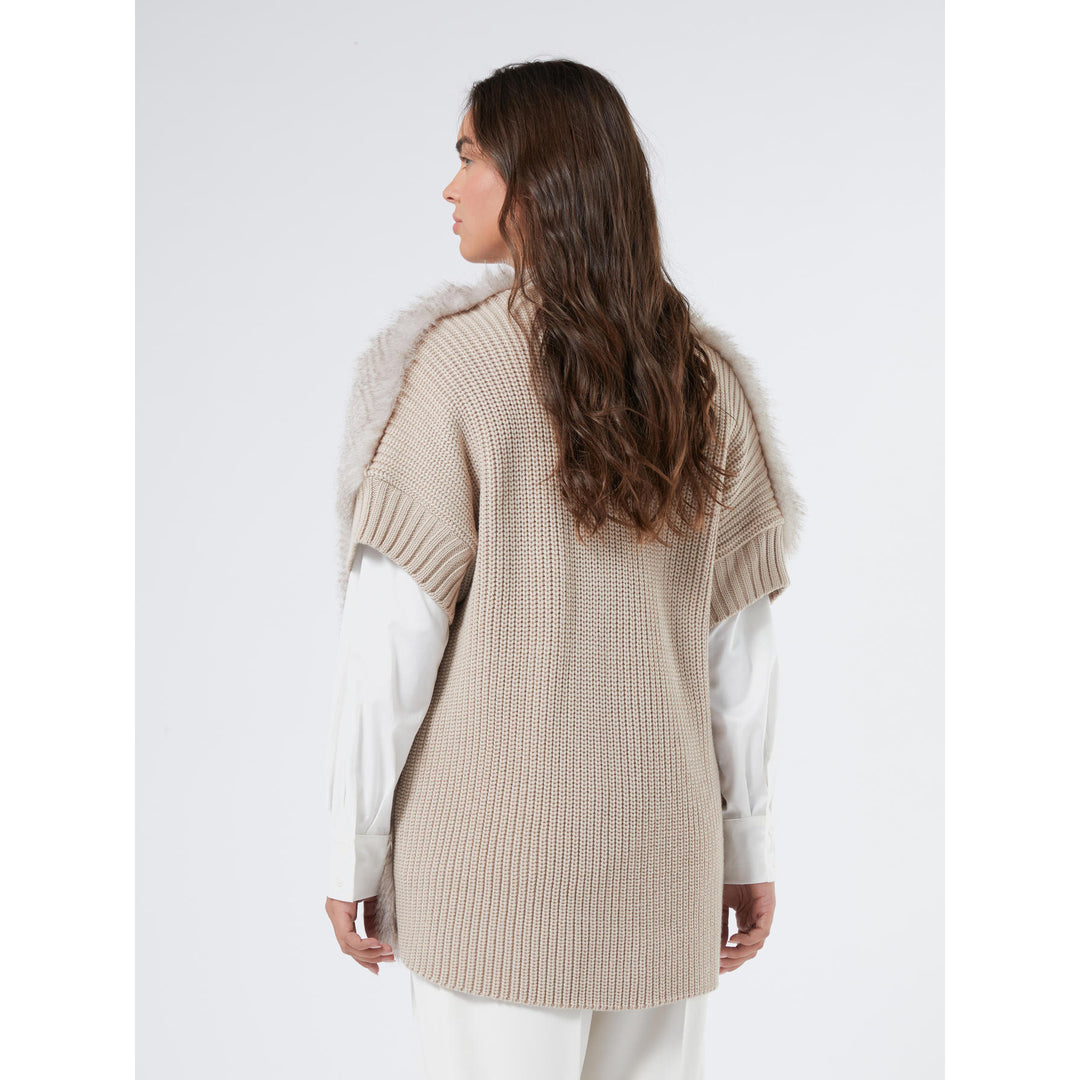 Gebreide Cardigan Met Faux Fur Voorkant