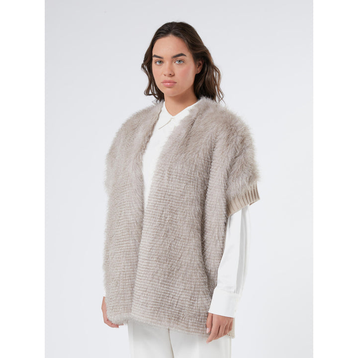 Gebreide Cardigan Met Faux Fur Voorkant