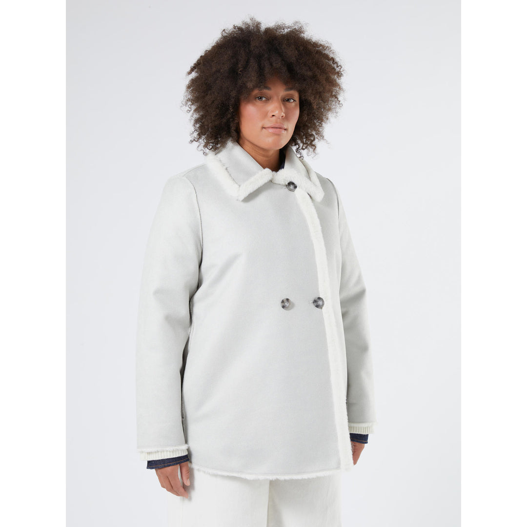 Luxe Omkeerbare Mantel in Ecru/zilver