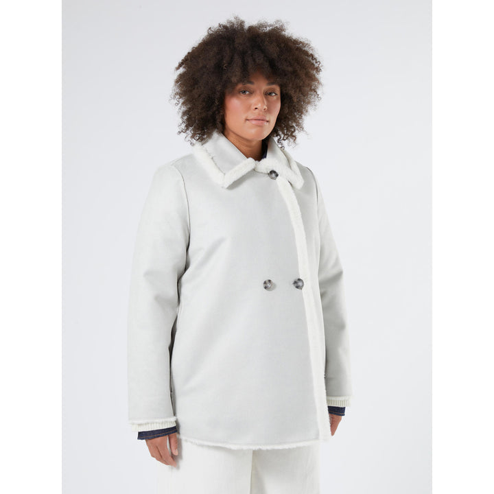 Luxe Omkeerbare Mantel in Ecru/zilver