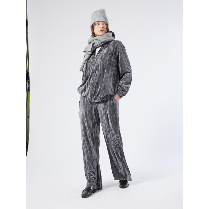 Velvet Broek Met Wijde Pijpen In Grijs