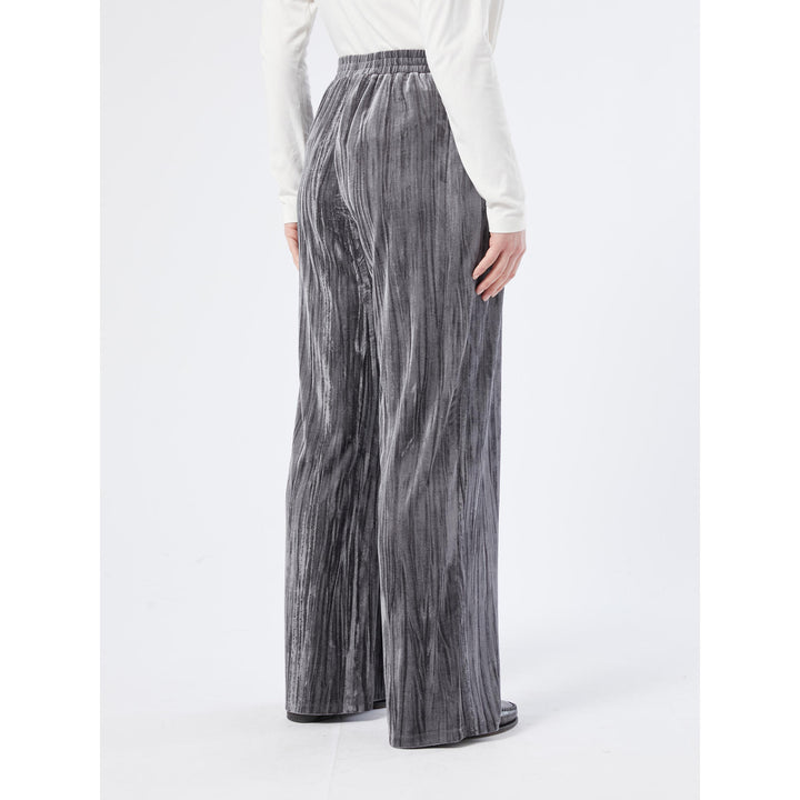 Velvet Broek Met Wijde Pijpen In Grijs