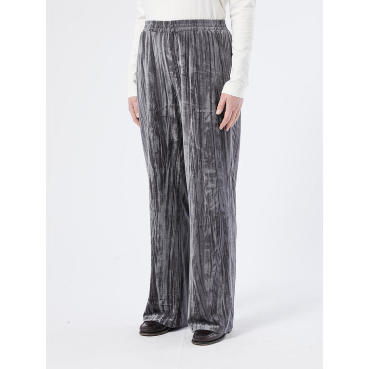 Velvet Broek Met Wijde Pijpen In Grijs