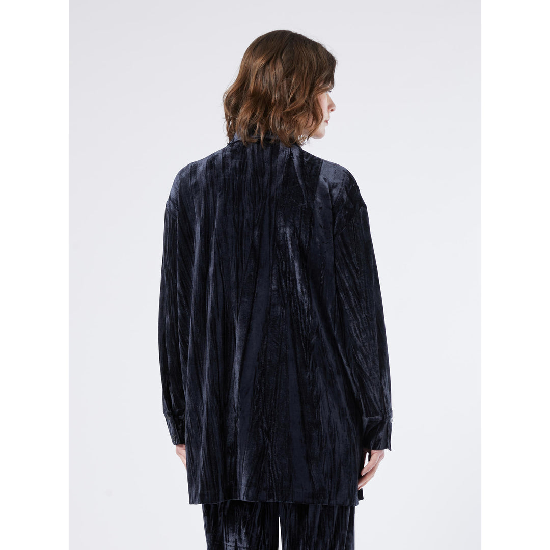 Oversized Tuniek in Midnight Blue Crinklefluweel