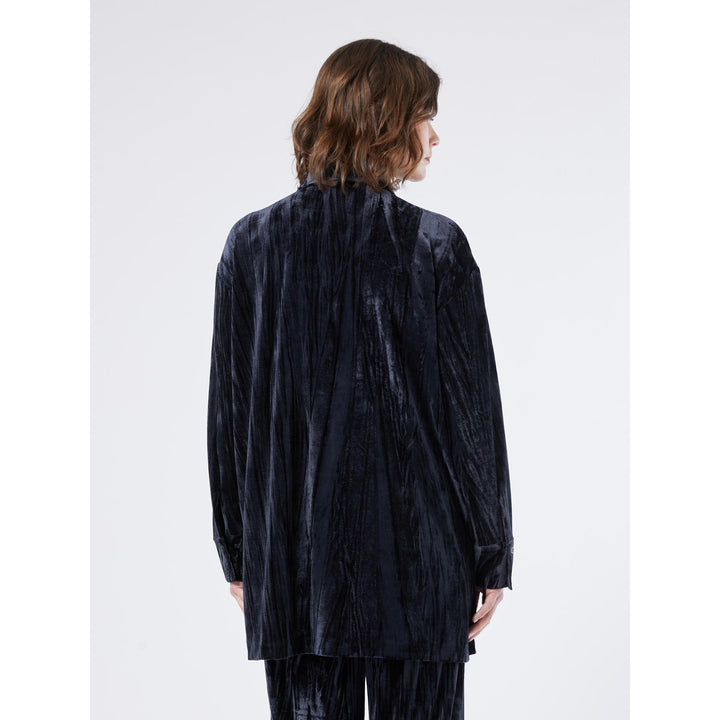 Oversized Tuniek in Midnight Blue Crinklefluweel