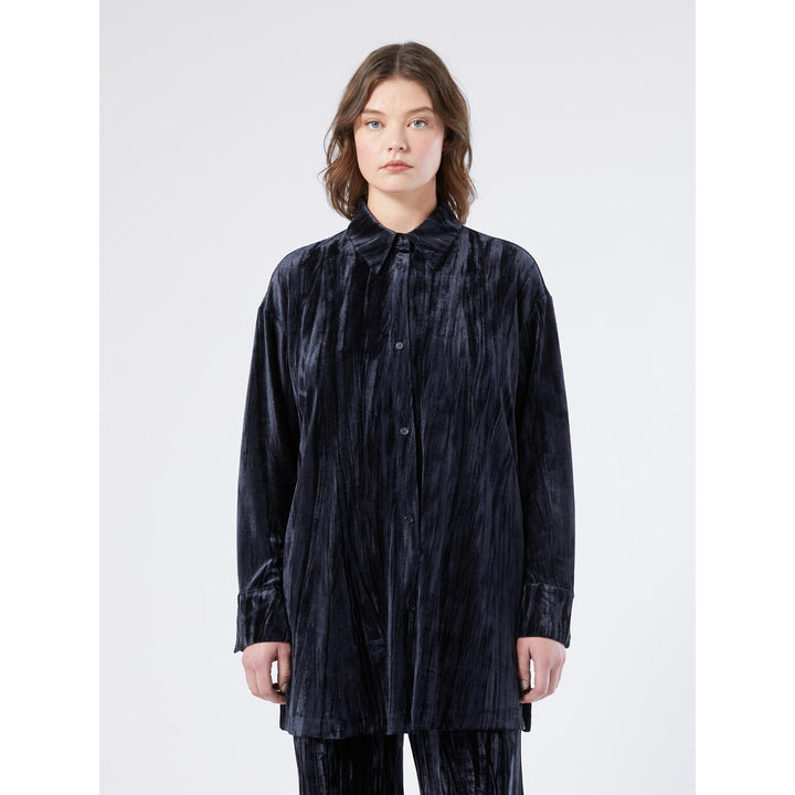 Oversized Tuniek in Midnight Blue Crinklefluweel